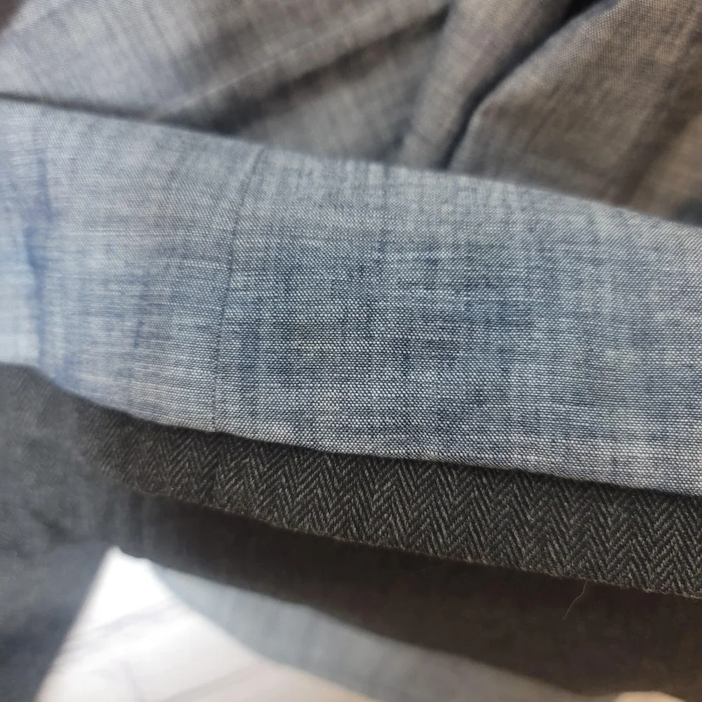 Gap Blazer Mens XL Tall Gray Herringbone‎ Cotton Blend Sport Coat Jacket Denim